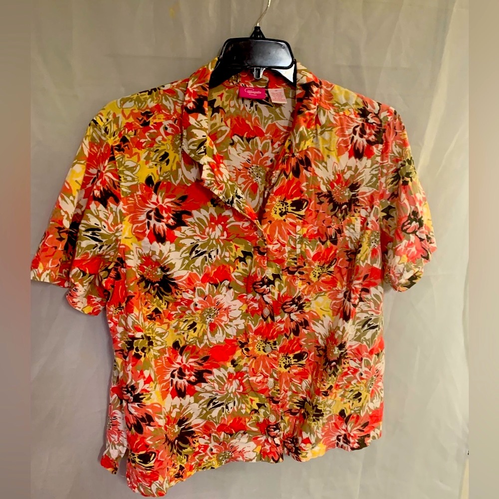 Capagallo Woman’s Short Sleeve Shirt Size Extra Large Hawaiian